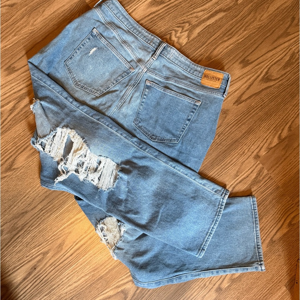 Hollister Light Blue Distressed Straight Leg Jeans